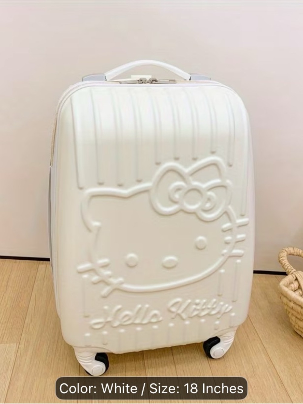 Hello Kitty Cream Hard Shell Carry-On with Embossed Design